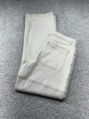 Women's Avec Les Filles Beige‎ White Mid-Rise Stretch Denim Cargo Pants Size 30